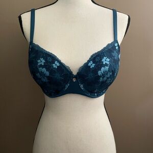 Elegant Blue Lace Bra